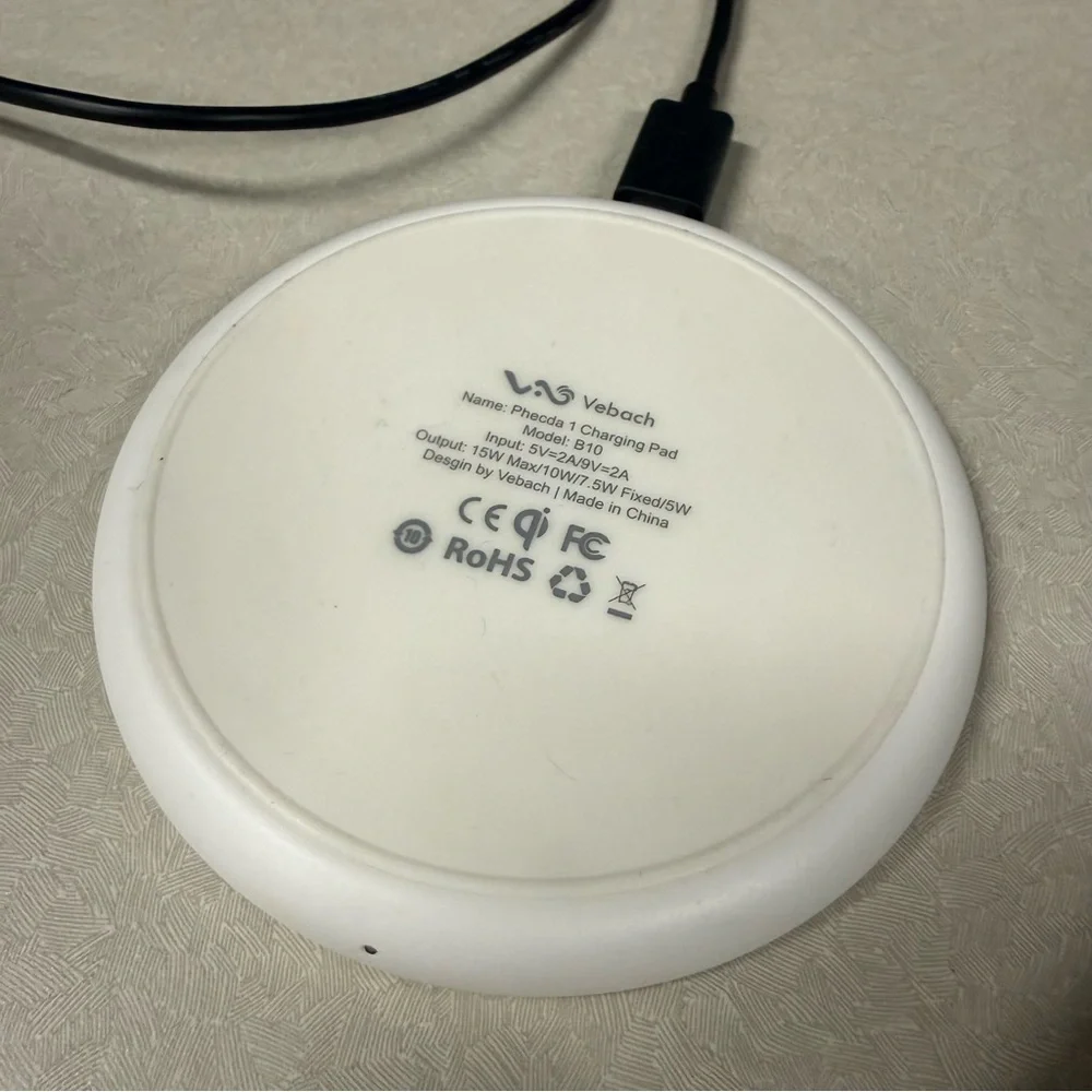 White Wireless Charger with USB Cable, Works with MagSafe